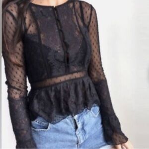 Free People Penelope Peplum Blouse Top